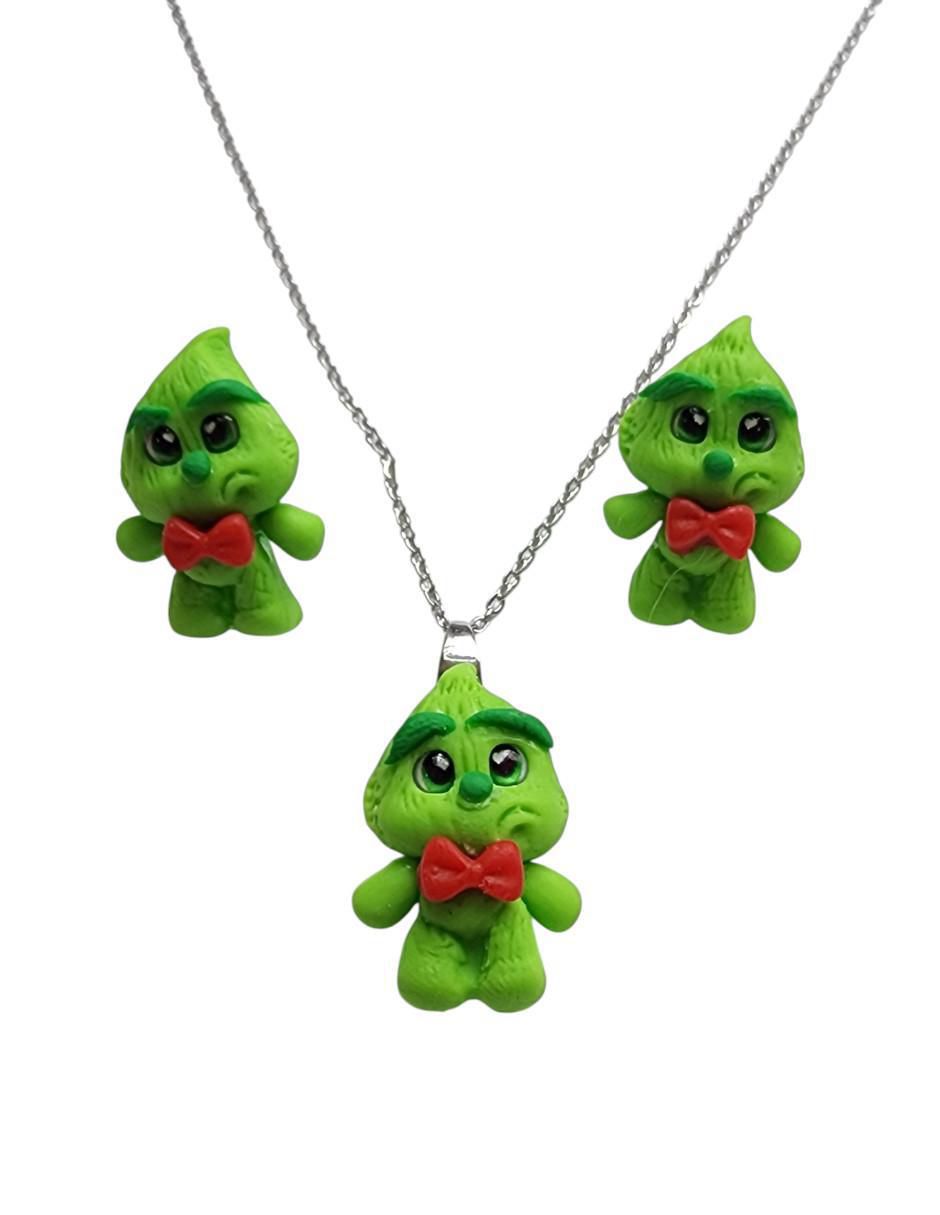 Aretes y collar Grinch Navidad de plata p 925 5