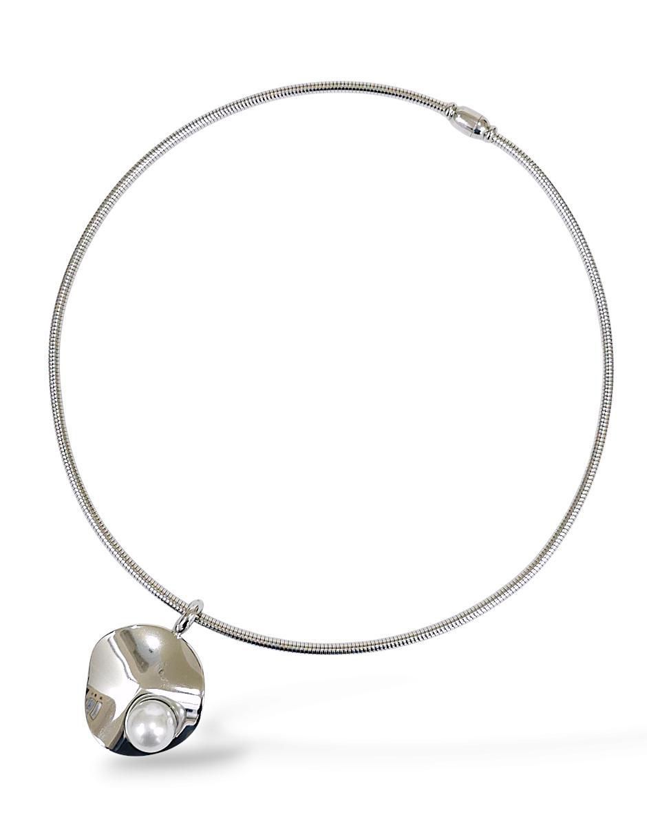 Collar, pulsera y anillo circular perla de cristal