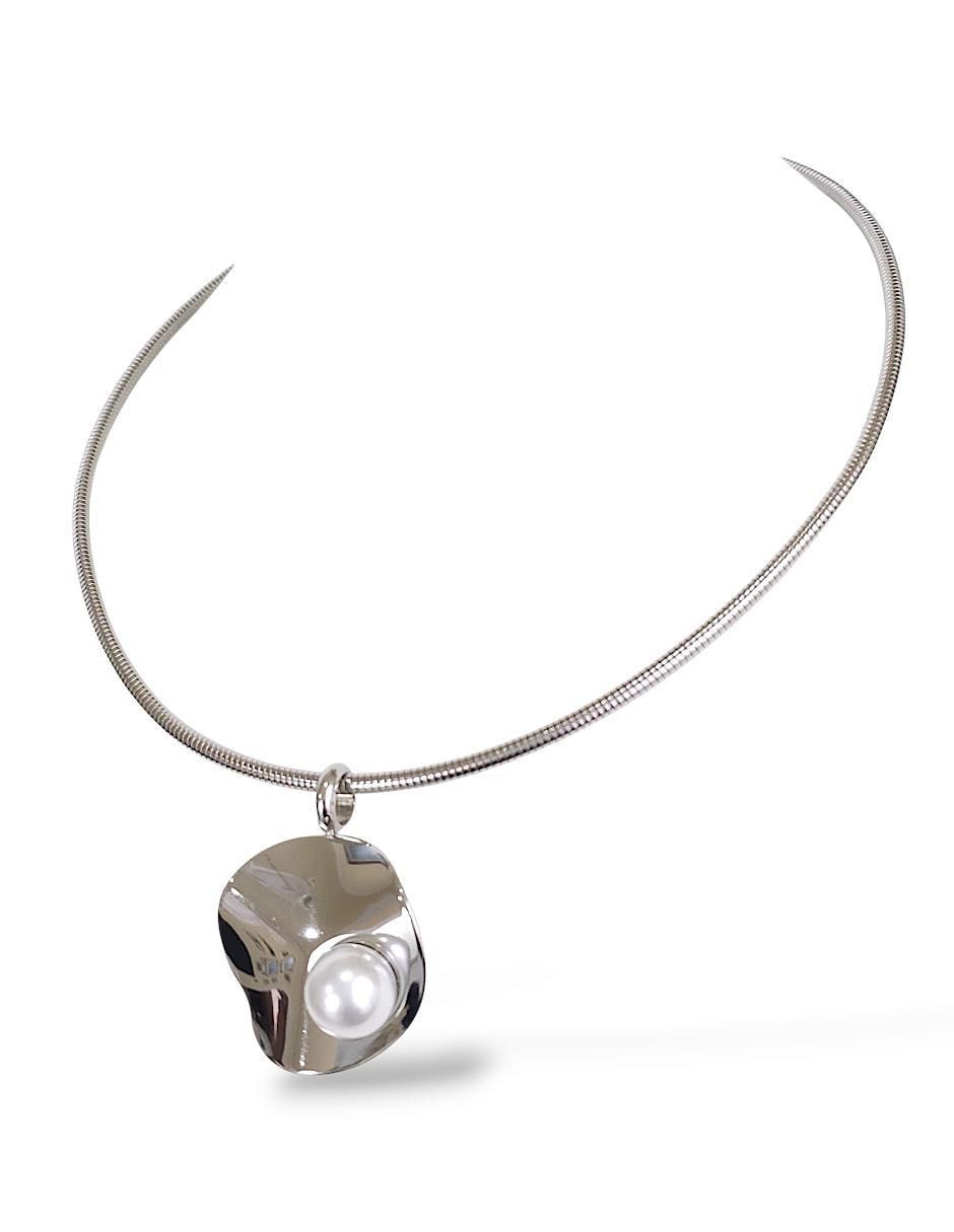 Collar, pulsera y anillo circular perla de cristal