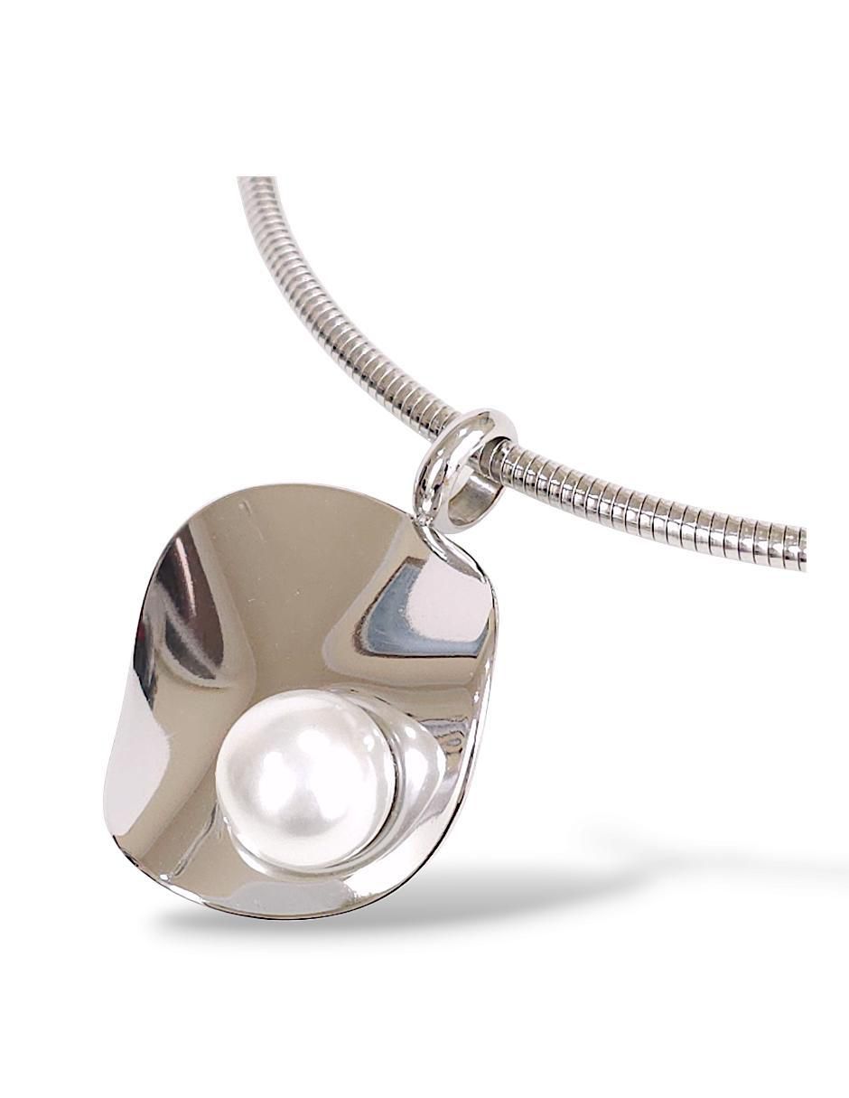 Collar, pulsera y anillo circular perla de cristal