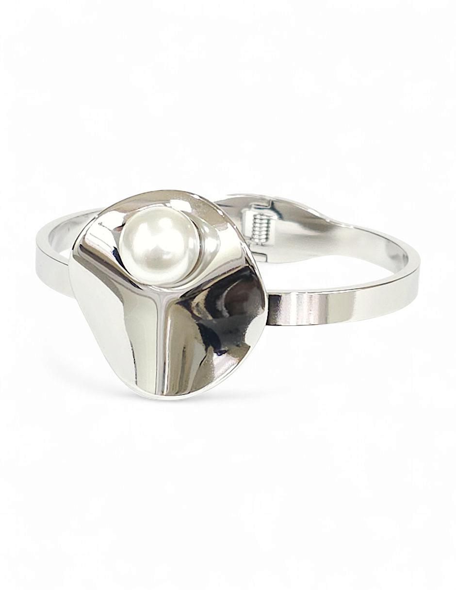 Collar, pulsera y anillo circular perla de cristal 5