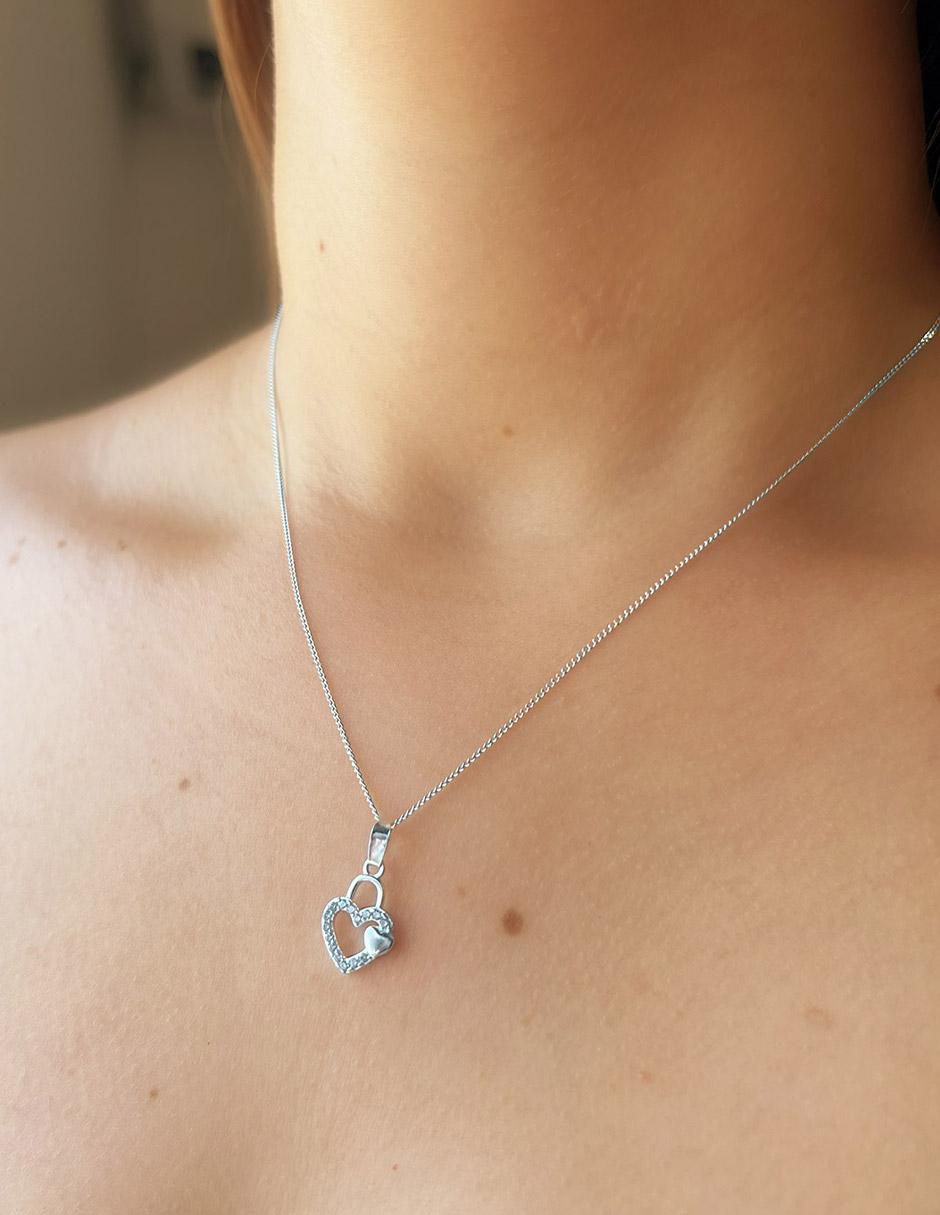 Collar con dije corazón de plata P 925 4