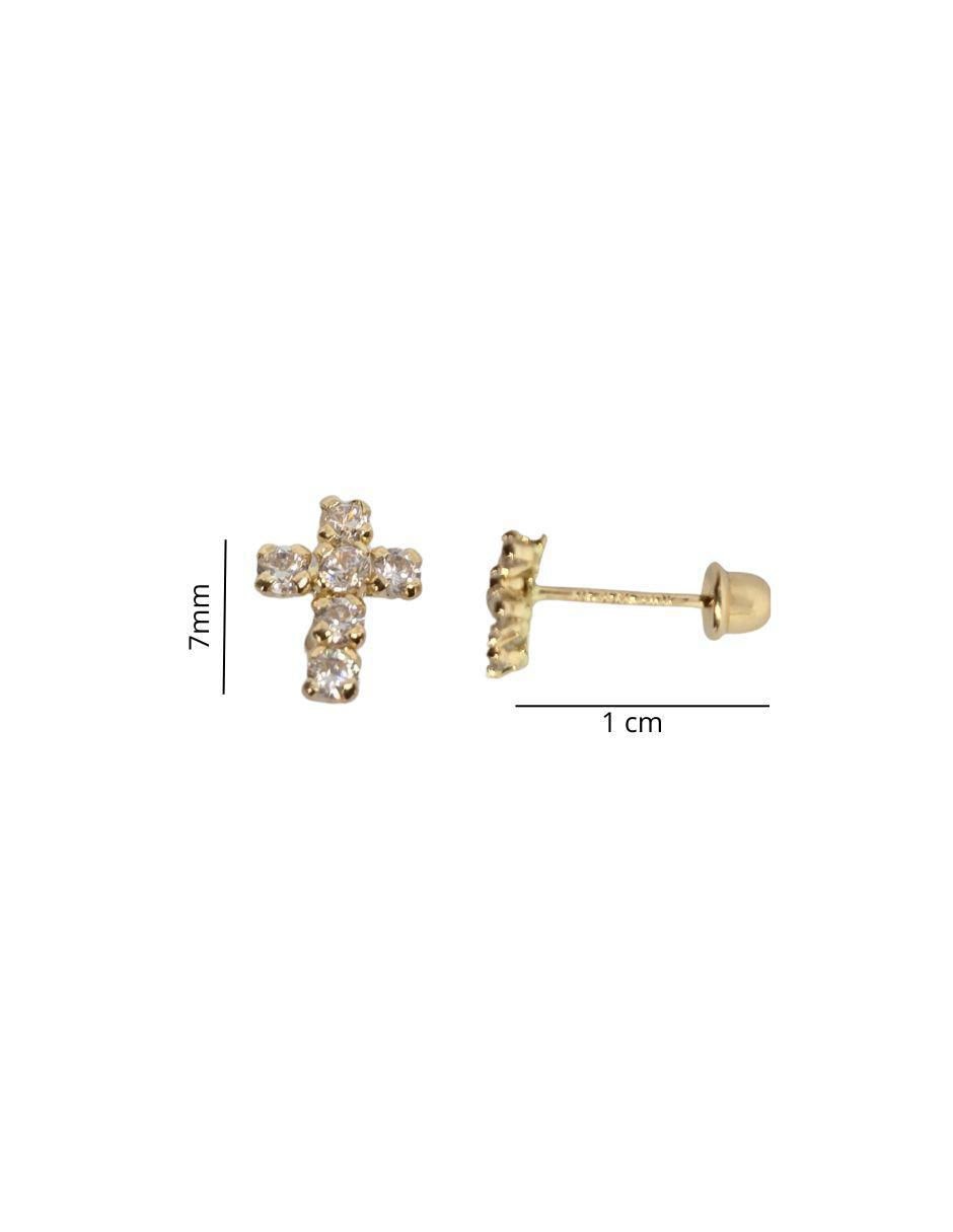 Broqueles de cruz de oro 14 K con acabado pavé 5