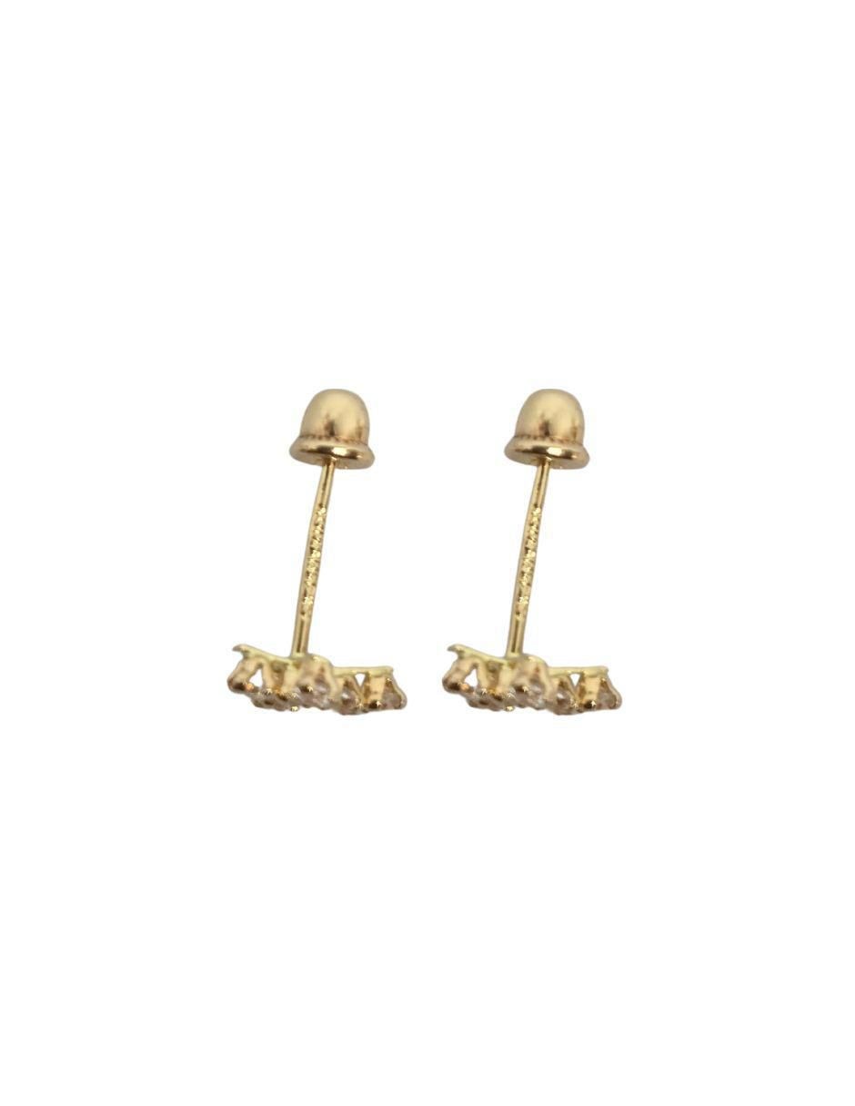 Broqueles de cruz de oro 14 K con acabado pavé 3