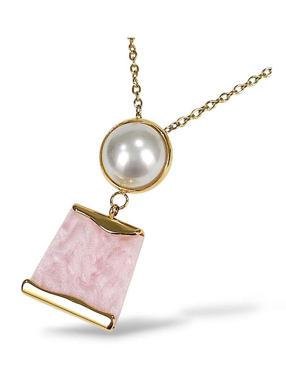 Collar, pulsera y anillo perla de cristal
