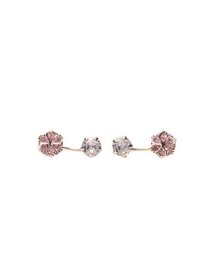 Broqueles de flor de oro 14 K con acabado pavé