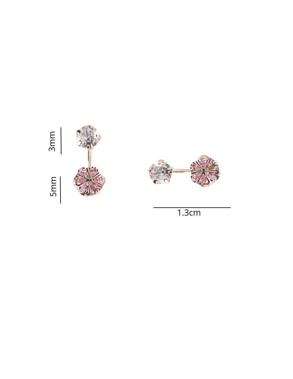 Broqueles de flor de oro 14 K con acabado pavé