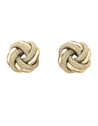 Broqueles de nudo de oro amarillo 14 K con acabado pulido