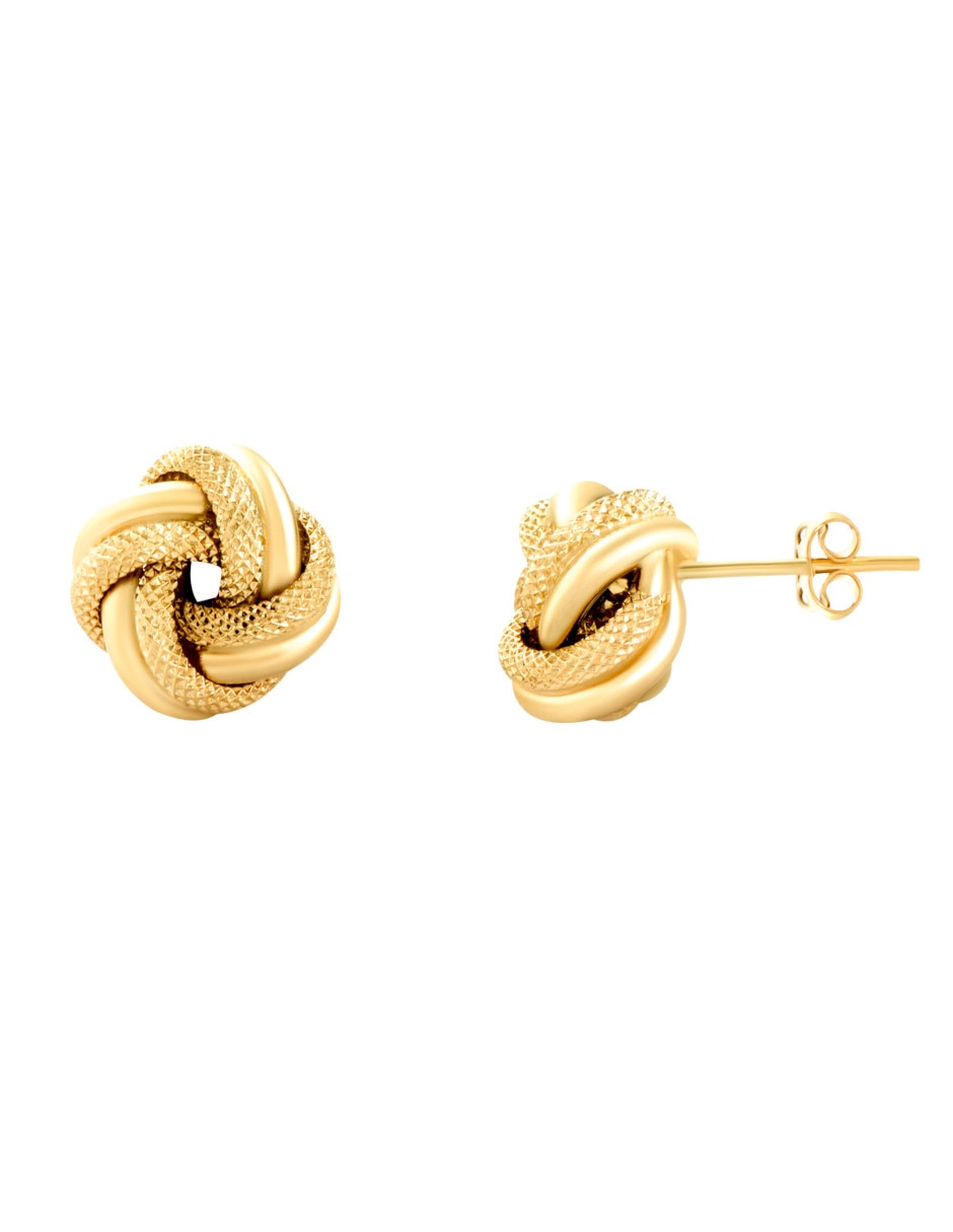 Broqueles de nudo de oro amarillo 14 K con acabado pulido