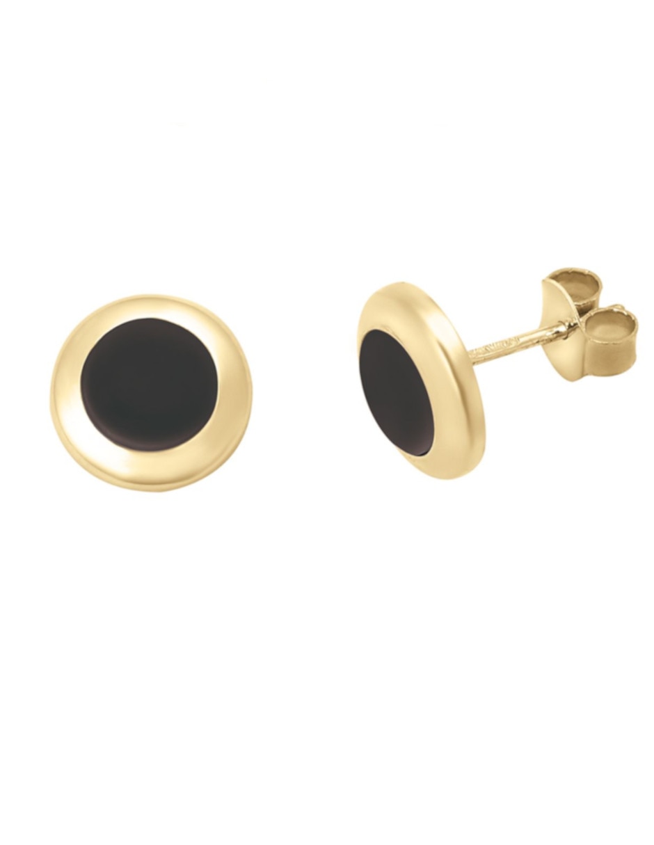Broqueles circulares de oro amarillo 14 K con acabado pulido 2