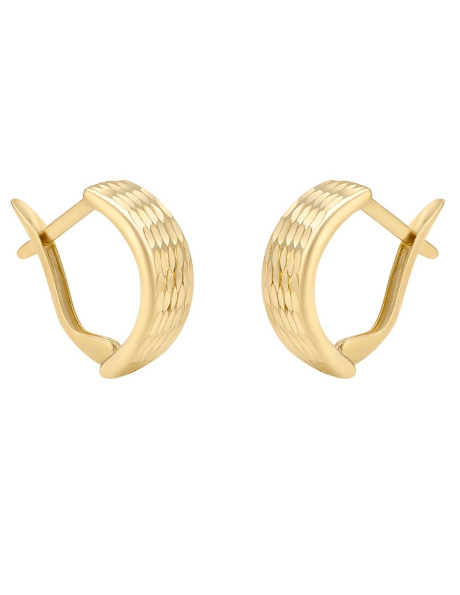 Aretes redondos de oro amarillo 14 K con acabado pulido