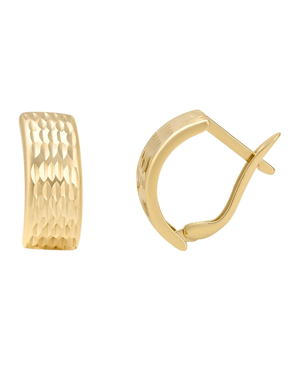 Aretes redondos de oro amarillo 14 K con acabado pulido 2