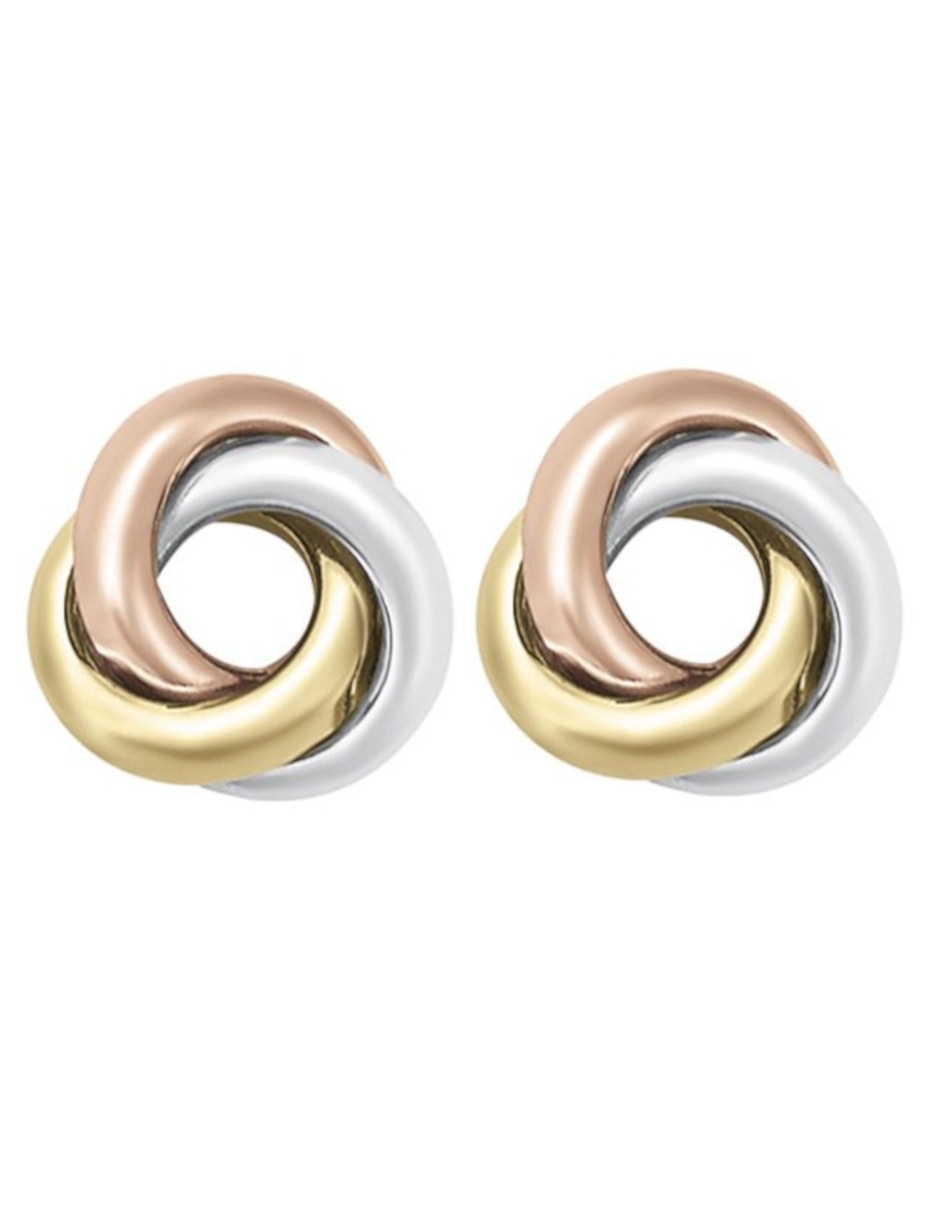 Broqueles de flor de oro florentino 14 K con acabado pulido