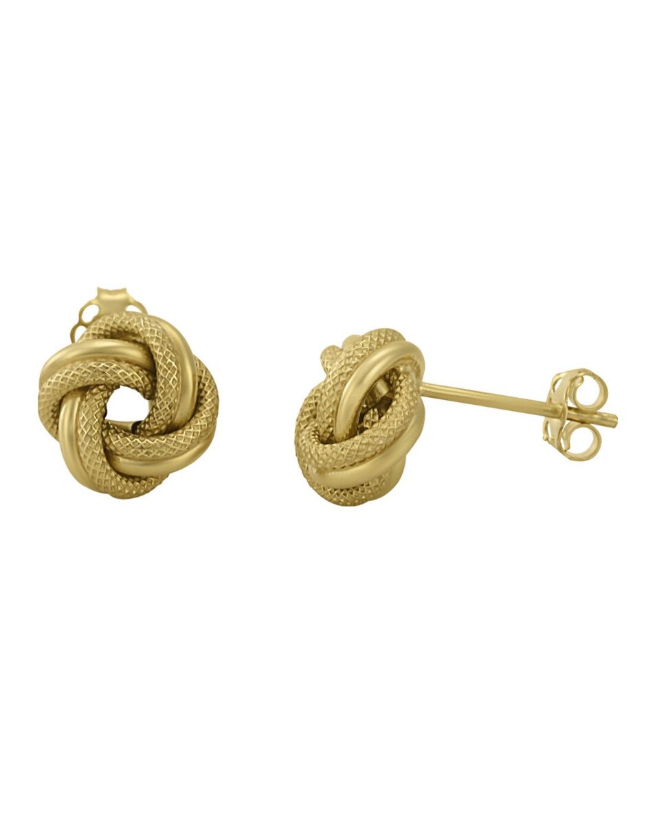 Broqueles de nudo de oro amarillo 14 K con acabado pulido 2