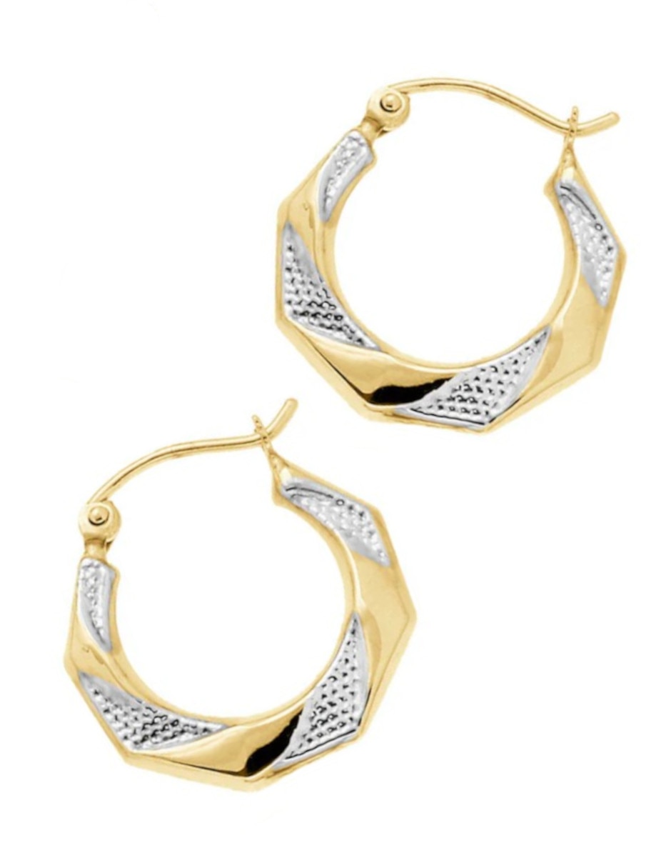 Arracadas de hexagonal de oro 14 K con acabado pulido