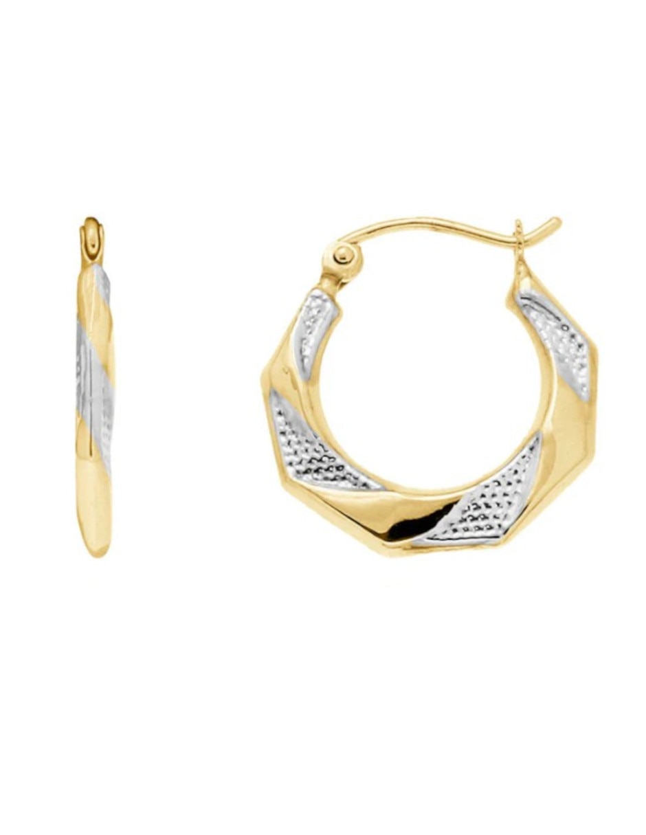 Arracadas de hexagonal de oro 14 K con acabado pulido 2