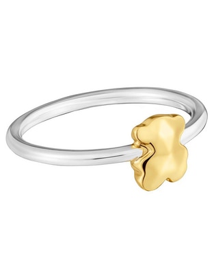 Anillo redondo Icon Metal Oso de plata P 925 con acabado baño de oro Anillo redondo Icon Metal Oso de plata P 925 con acabado baño de oro