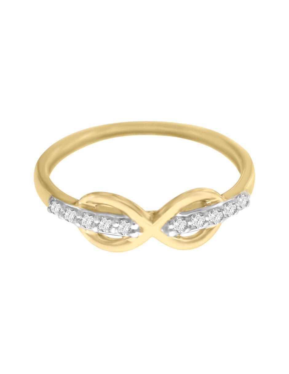 Anillo de infinito Infinito 14 k de oro diamante brillante Anillo de infinito Infinito 14 k de oro diamante brillante