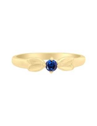 Anillo redondo Gensi 14 k de oro zafiro brillante Anillo redondo Gensi 14 k de oro zafiro brillante