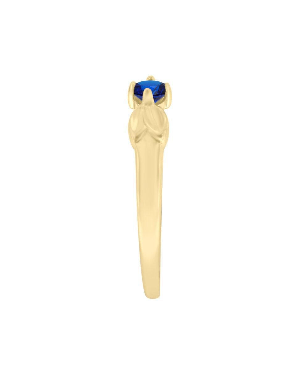 Anillo redondo Gensi 14 k de oro zafiro brillante 4