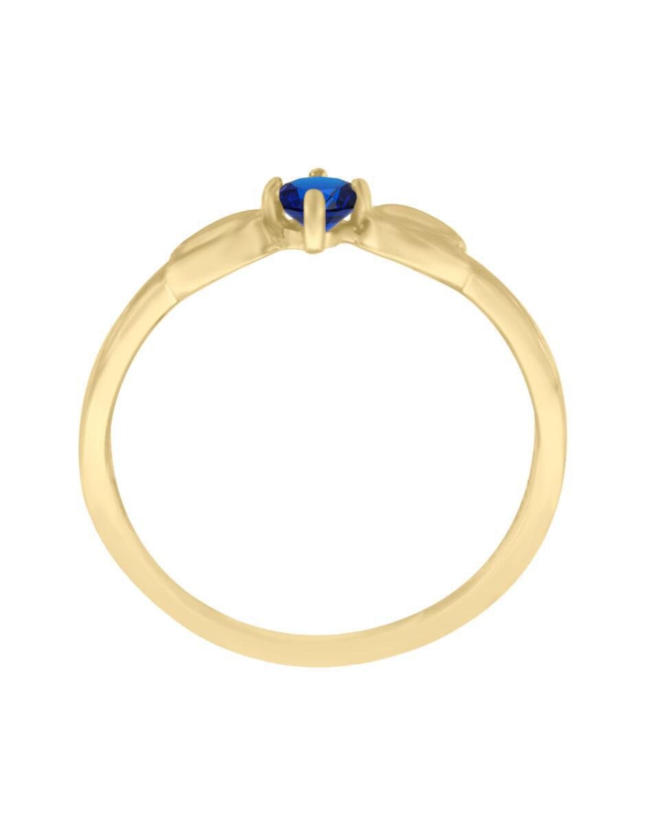 Anillo redondo Gensi 14 k de oro zafiro brillante 3