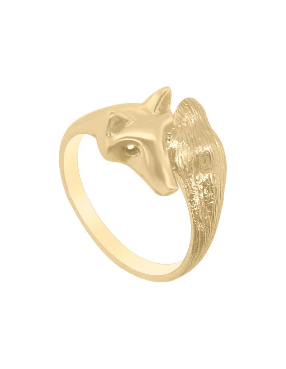 Anillo de zorro Zorrito 14 k de oro brillante