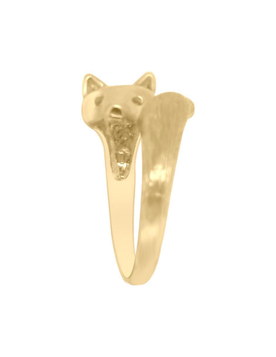 Anillo de zorro Zorrito 14 k de oro brillante