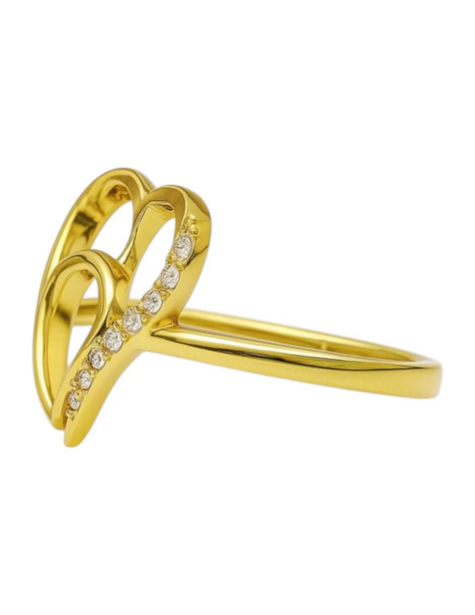 Anillo de corazón 14 k de oro amarillo zirconia pulido