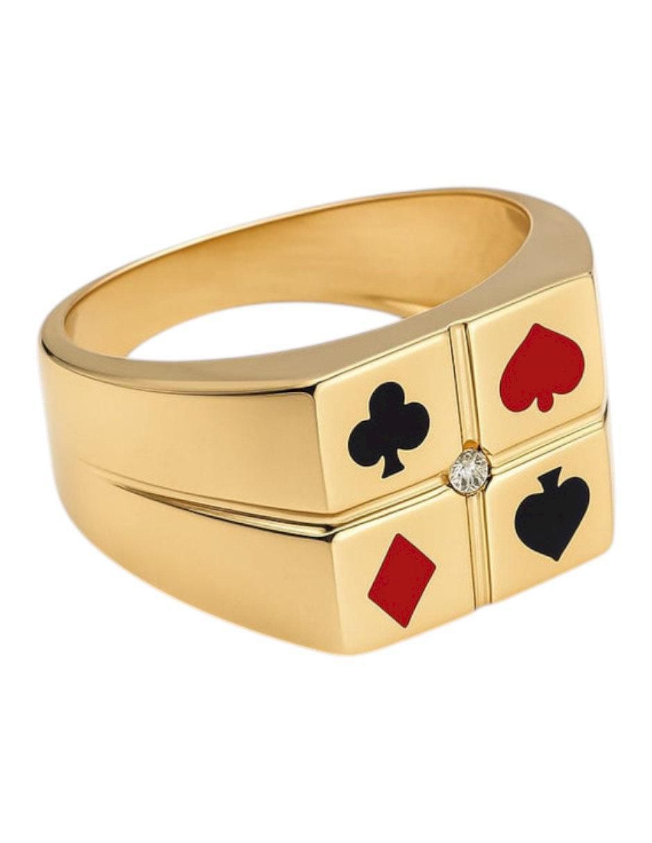 Anillo cuadrada 14 k de oro amarillo zirconia pulido 5