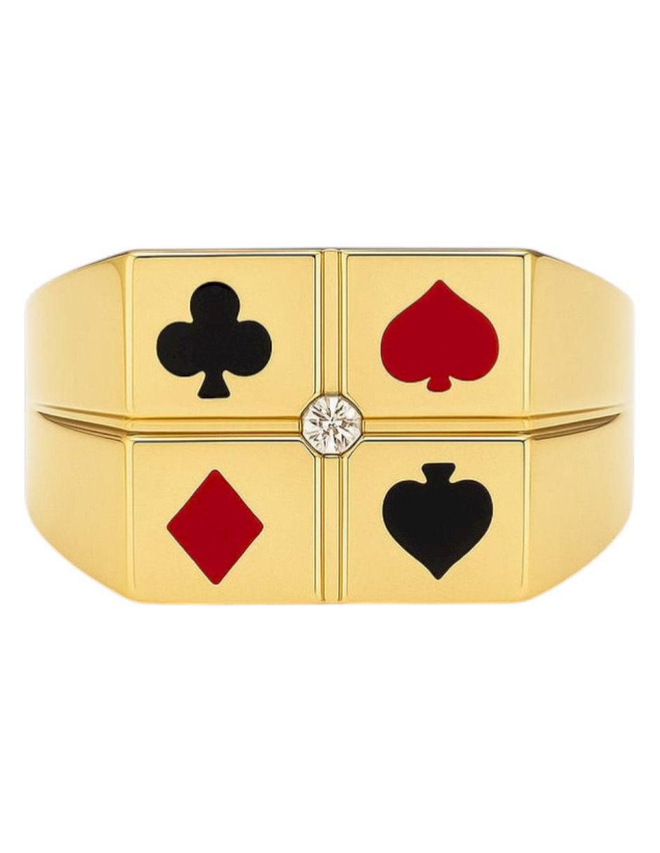 Anillo cuadrada 14 k de oro amarillo zirconia pulido 4