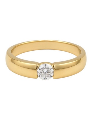 Anillo circular 14 k de oro amarillo zirconia pulido Anillo circular 14 k de oro amarillo zirconia pulido