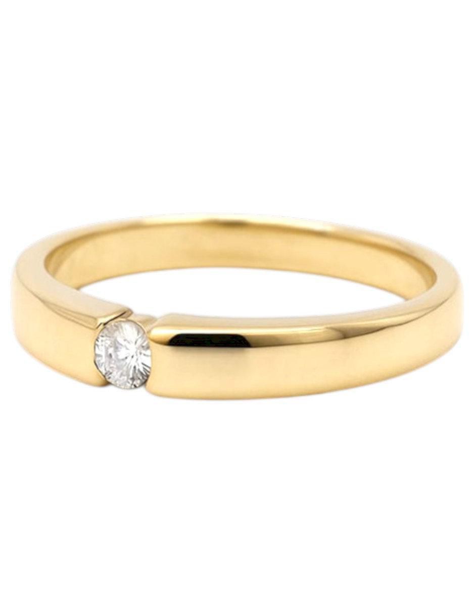 Anillo circular 14 k de oro amarillo zirconia pulido 4