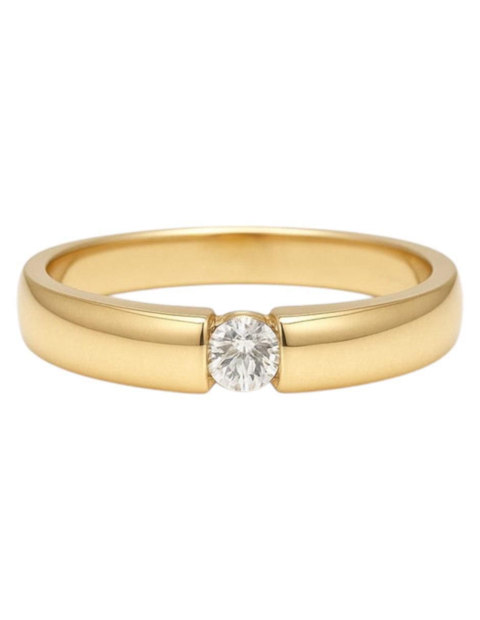 Anillo circular 14 k de oro amarillo zirconia pulido 3