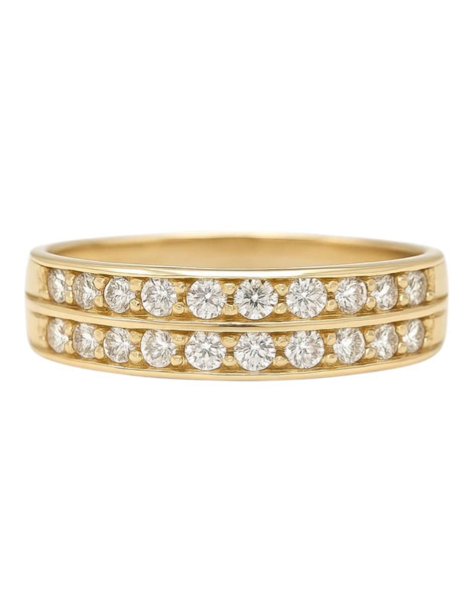 Anillo circular 14 k de oro amarillo zirconia pulido