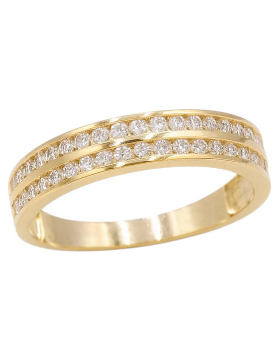 Anillo circular 14 k de oro amarillo zirconia pulido