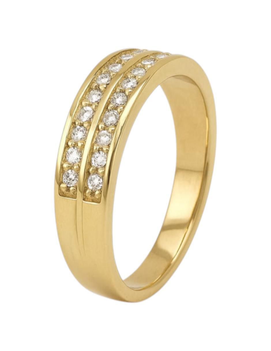 Anillo circular 14 k de oro amarillo zirconia pulido