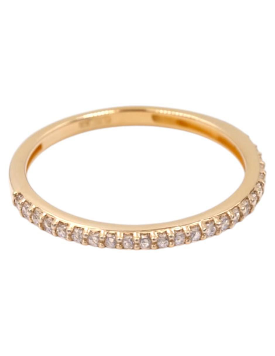 Anillo circular 14 k de oro amarillo zirconia pulido