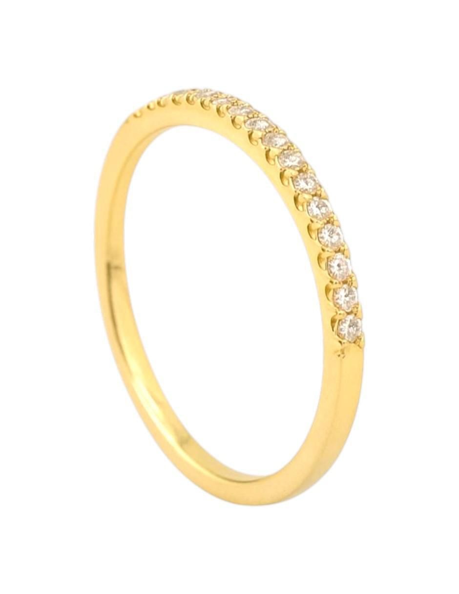 Anillo circular 14 k de oro amarillo zirconia pulido