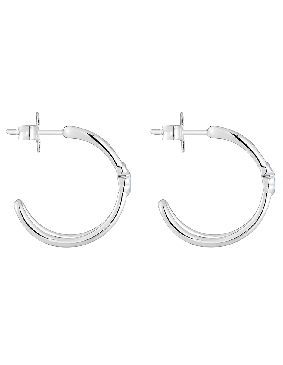 Aretes de aro oso de plata P 925 con acabado brillante espinela 2