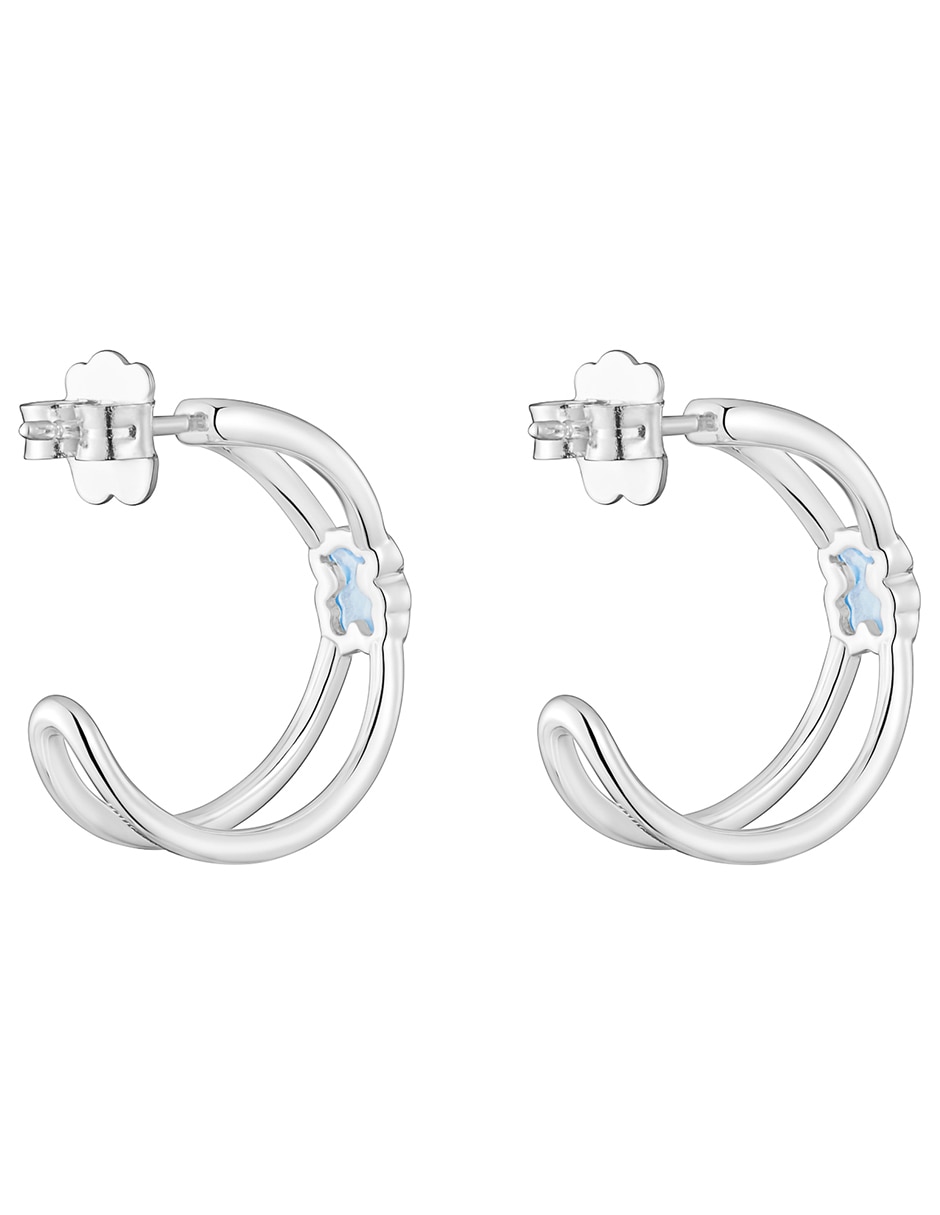Aretes de aro oso de plata P 925 con acabado brillante espinela 3