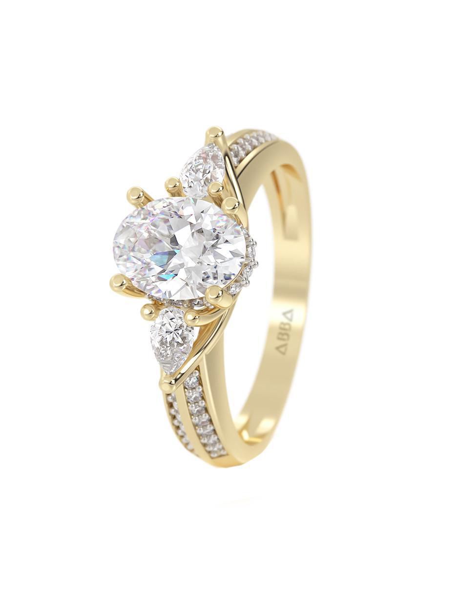 Anillo 10 k de oro zirconia brillante 5