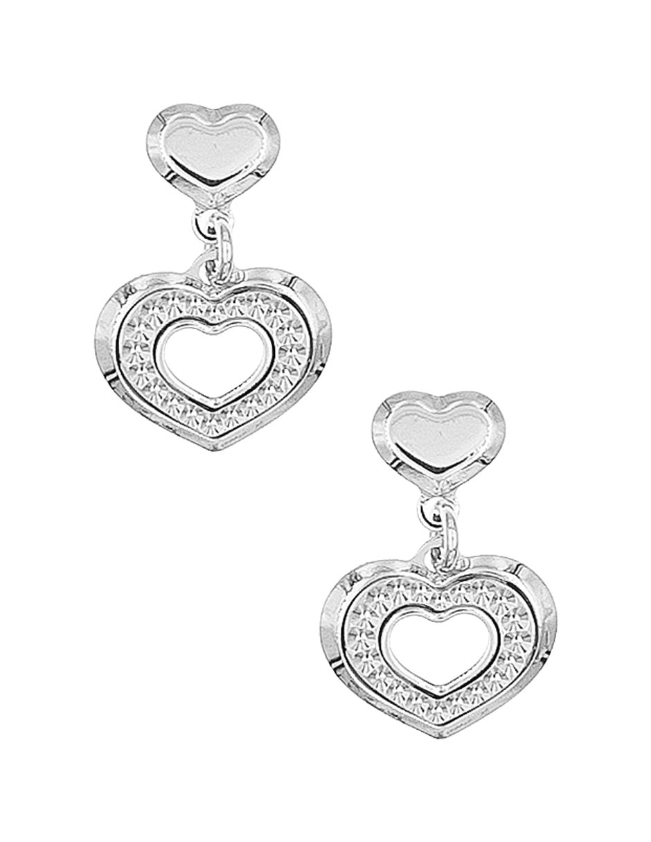 Aretes de corazón de plata P 925 con acabado brillante 1