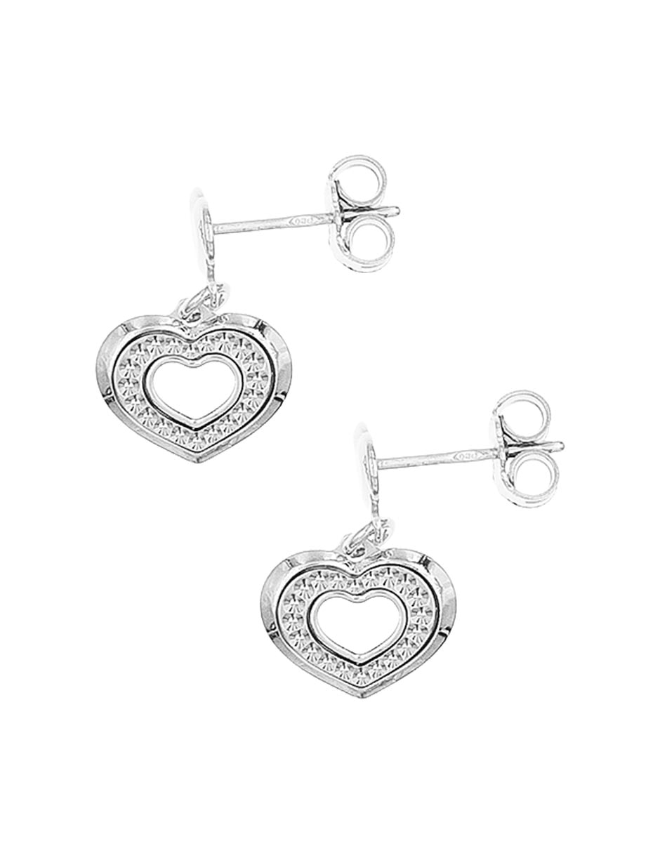 Aretes de corazón de plata P 925 con acabado brillante 2
