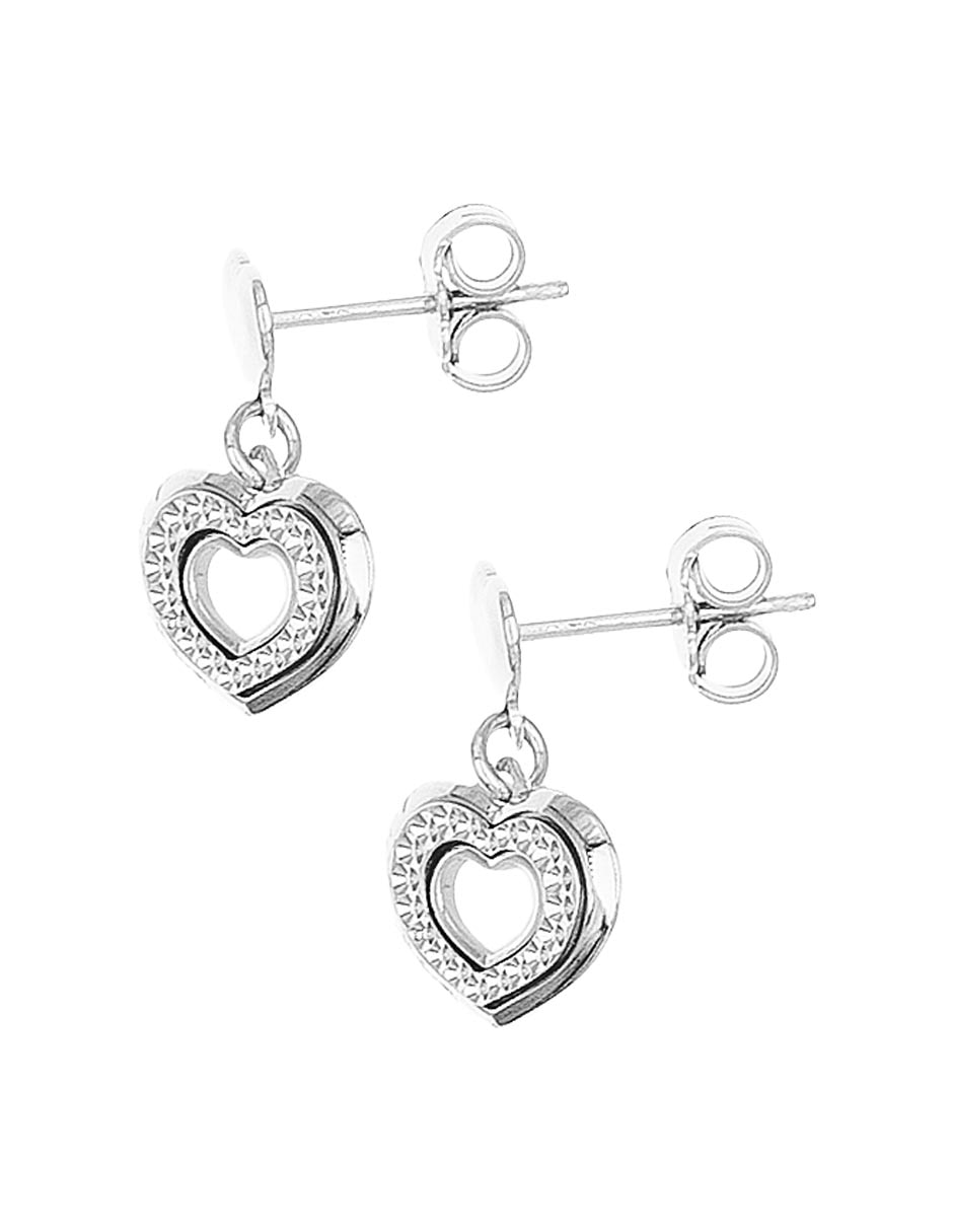 Aretes de corazón de plata P 925 con acabado brillante 3