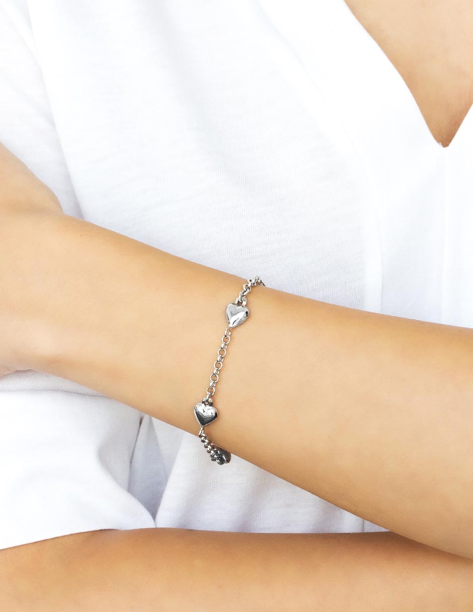 Brazalete de plata p 925 con acabado baño rodio