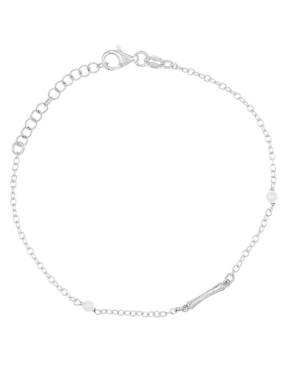 Brazalete de plata con perla p 925 con acabado baño rodio 1