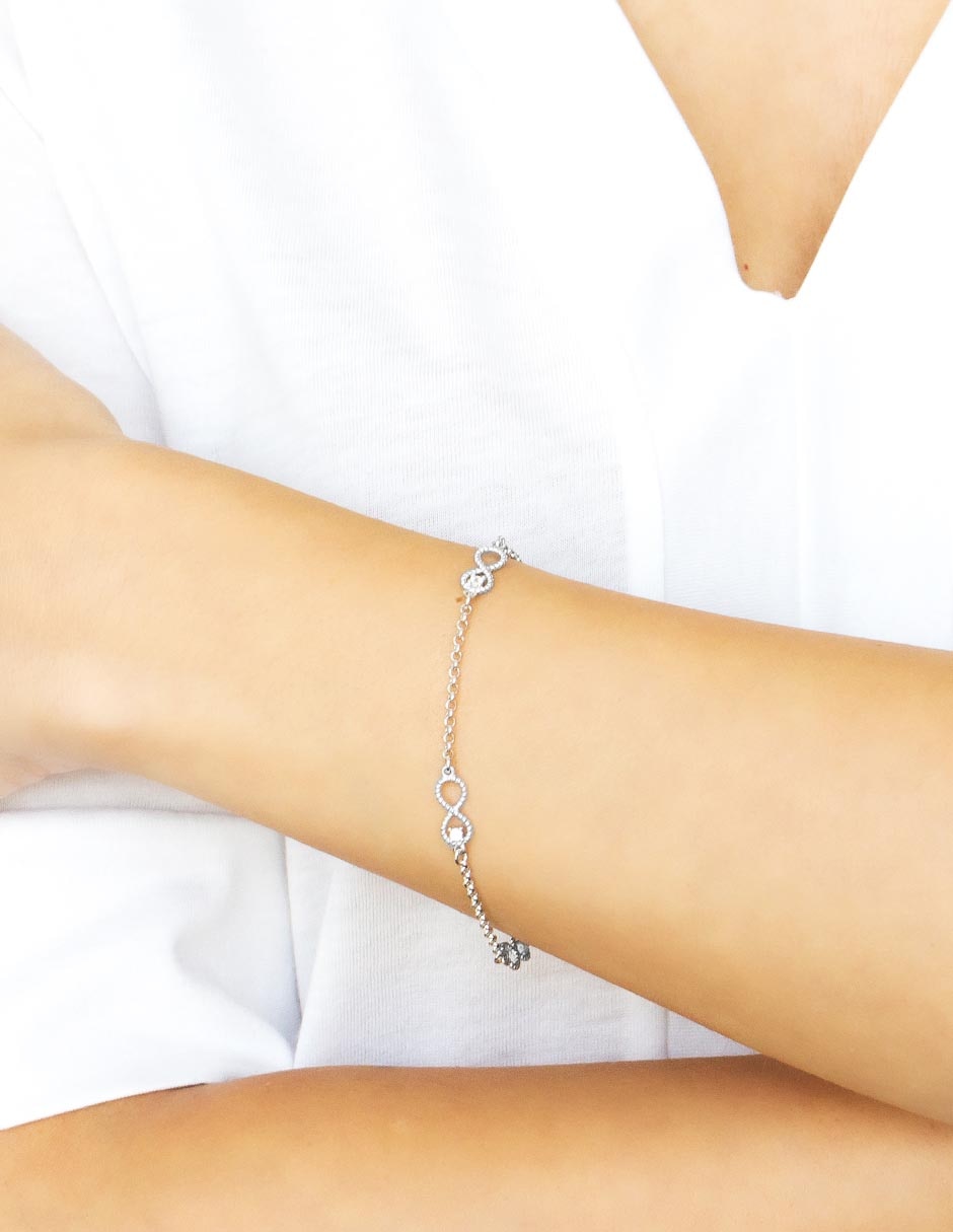 Pulsera de plata con circonita p 925 con acabado baño rodio