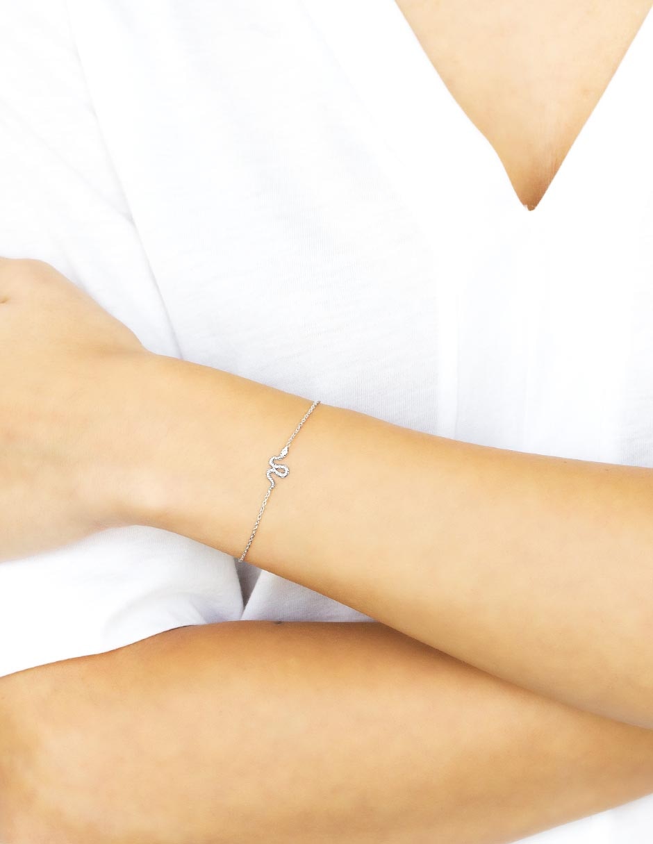Brazalete de plata p 925 con acabado baño rodio