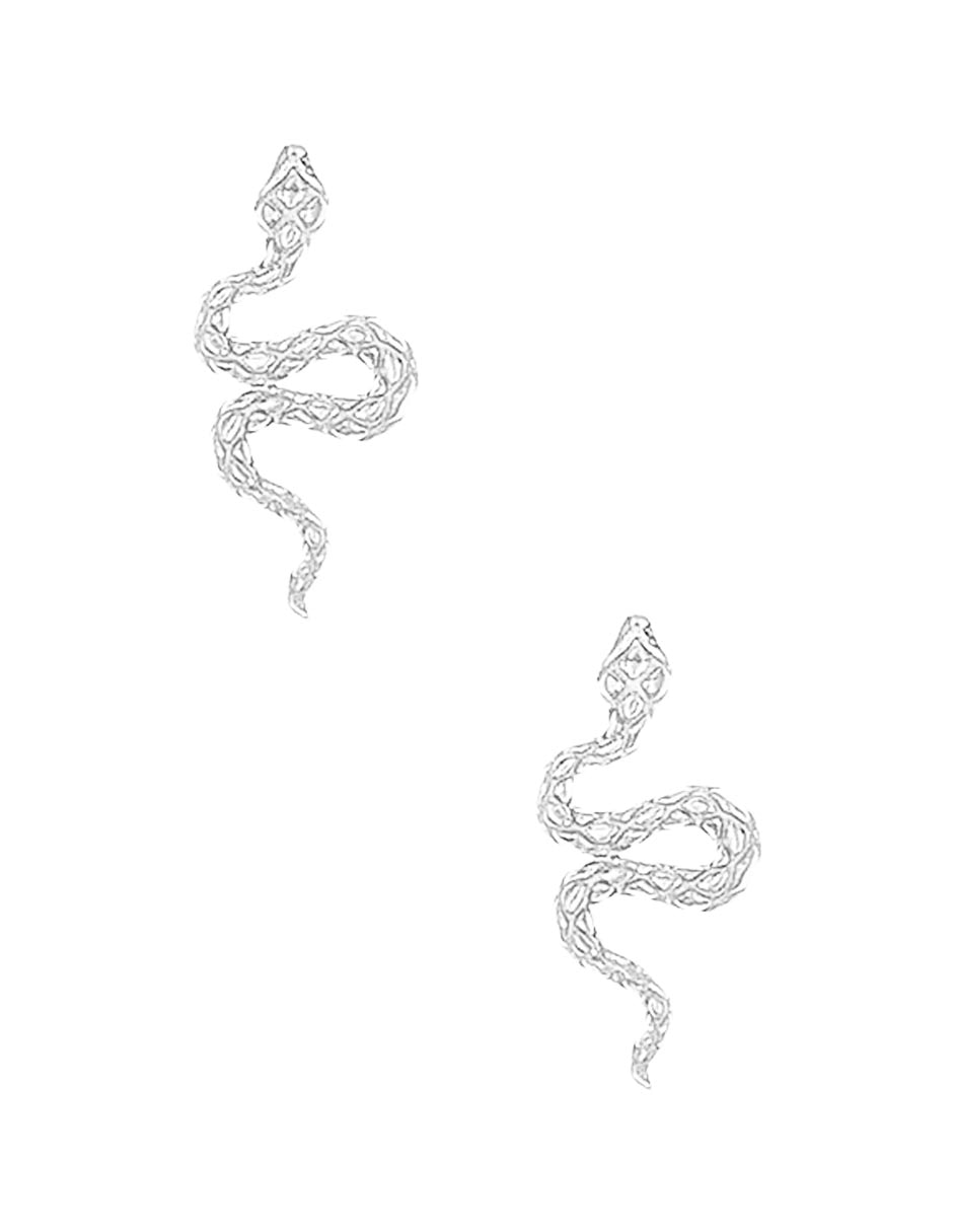 Aretes de serpiente de plata P 925 con acabado baño rodio 1