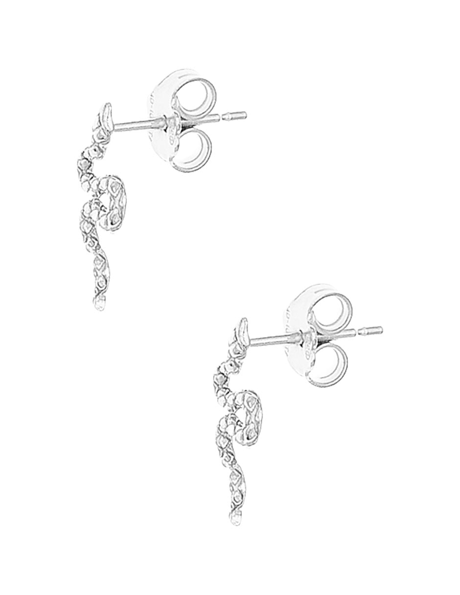 Aretes de serpiente de plata P 925 con acabado baño rodio Aretes de serpiente de plata P 925 con acabado baño rodio